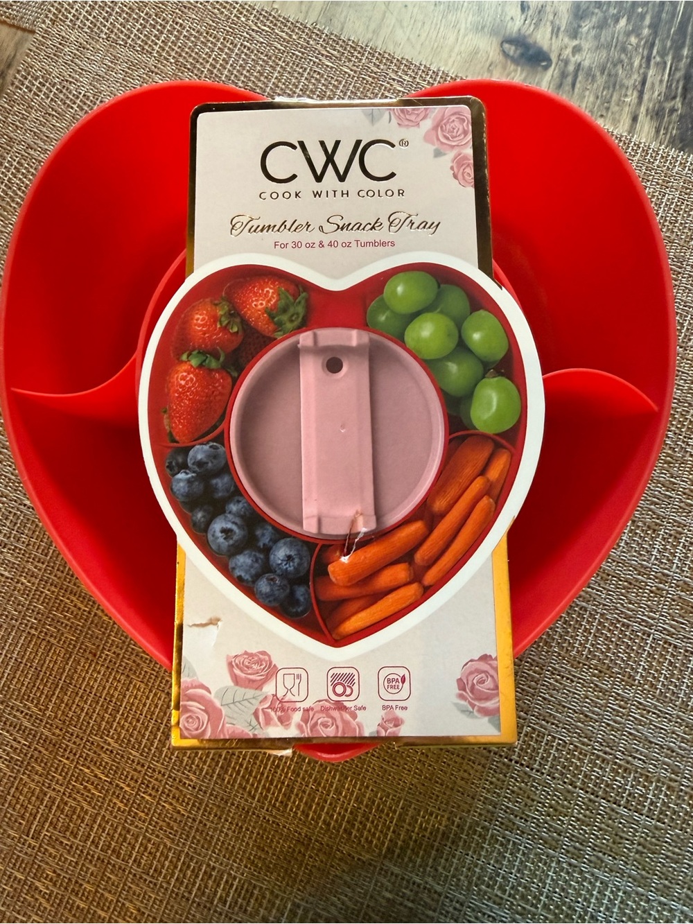 CWC Cook With Color Heart Snack Tray in Red